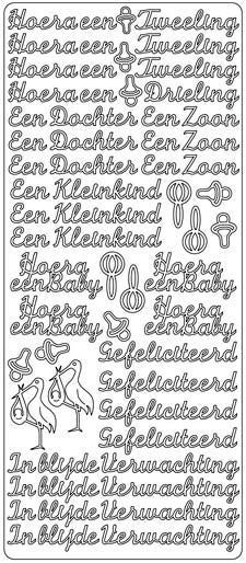 Tweeling - Kleinkind - In Verwachting - Peel-Off Stickervel - Zilver