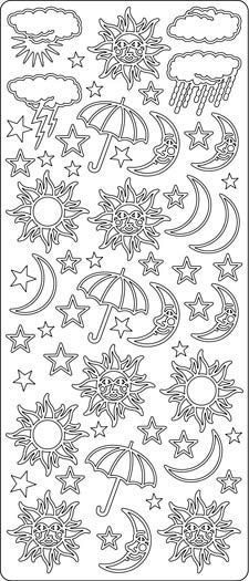 Regen - Paraplu - Zon - Maan -Kleinformaat - Peel-Off Stickervel - Multi