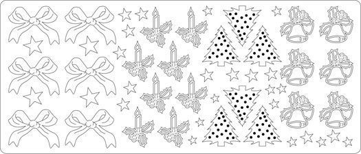 Kerstbomen - Kaars -Bellen - Strikje - Peel-Off Stickervel - Goud