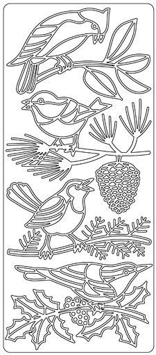 Vögel aug Zweig - Peel-Off Stickers - Silber