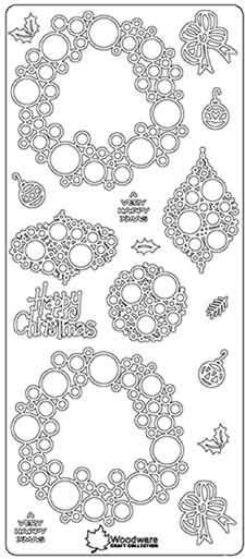 Bubble Wreath - Happy Christmas - Peel-Off Sticker Sheet - Multi