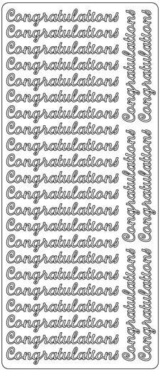 Congratulations - Peel-Off Stickervel - Zilver