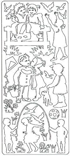 Enfants Jouant - Peel-off Auto Collants - Noir