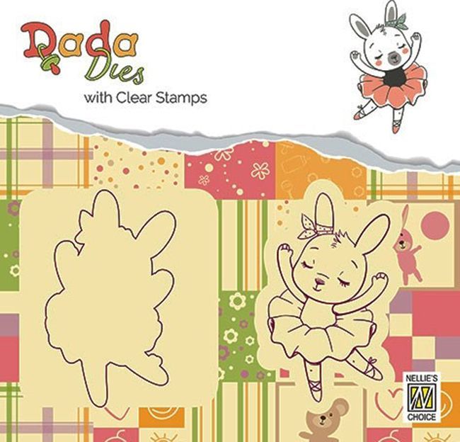 Clear Stempel und Die-cut Stencil - DADA - Bunny Ballerina
