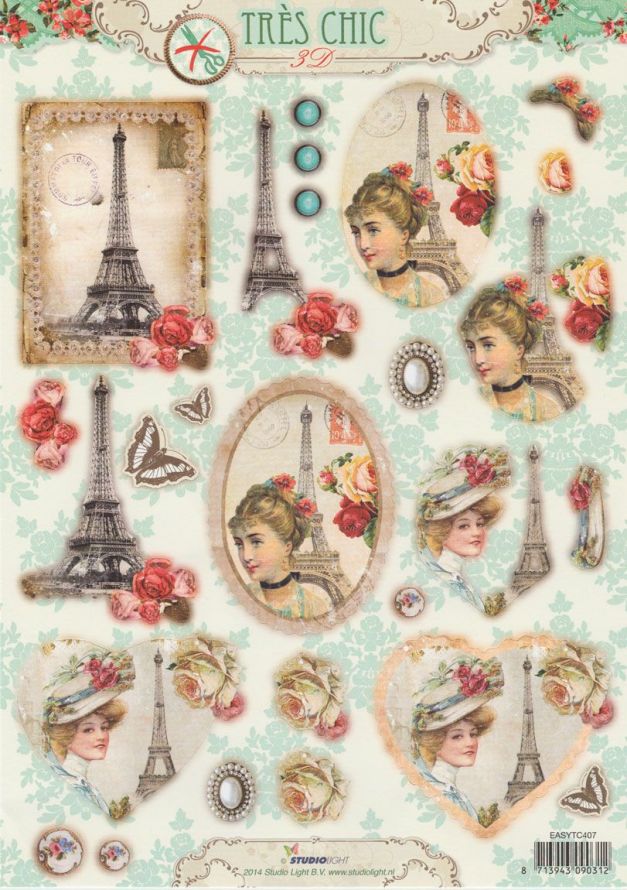 Tres chic - 3DA4 Stap für Stap Stanzbogen