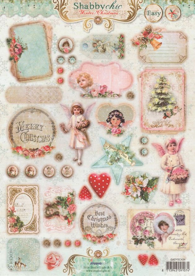 Shabby Chic Winter Christmas - 3DA4 Feuilles Prédécoupee - Étape par Étape