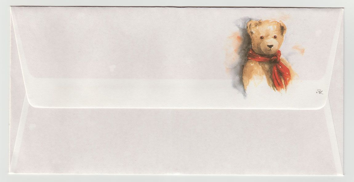 500 Enveloppen - 9 x 18cm - Gebroken Wit met beer op achterzijde
