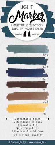 Industrial  - Box 6 water based dual tip markers bright