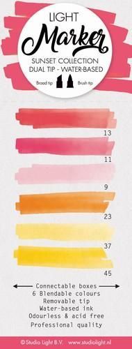 Sunset - Box 6 water based dual tip markers bright