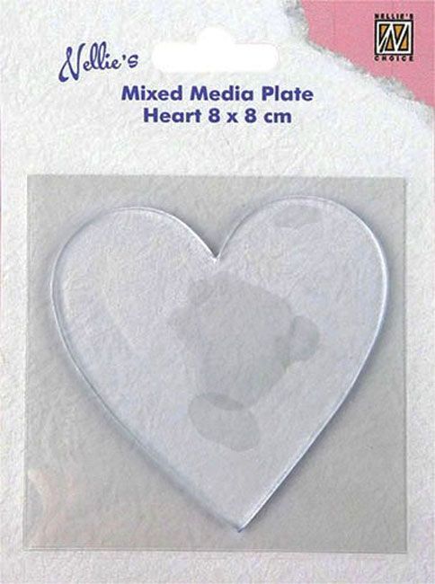 Transparant Mixed Media Plate - Hartje 80 x 80mm