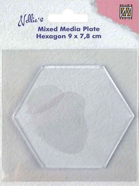Transparant Mixed Media Plate - Hexagon 90 x 78mm