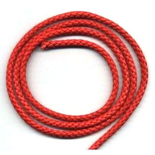 Gevlochten Imitatie Leren Koord - Rood - 5mm x 1M