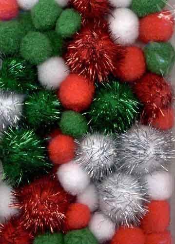 Mix Pom Poms Set - Kerstkleuren - 2.0, 2.5, 3.5cm - 50 Stuks