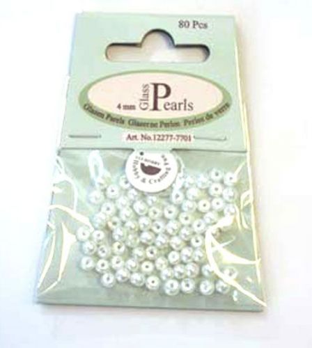Glazen Parels Rond - 4mm - Wit - 80 stuks