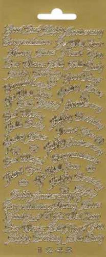 Good Luck - Happy Anniversary - Peel-Off Stickers - Gold