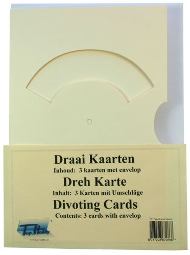 Dreh Karten Packung - Creme - 3 Karten, 3 Umschläge und Musterklammern