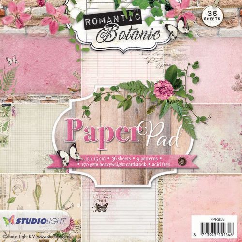 Romantic Botanic Paper Pad Block - 15x15cm - 170g Karton