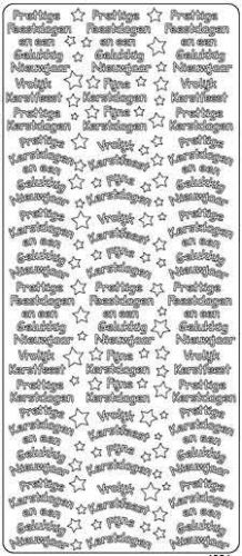 Div. Kerstteksten Klein - Peel-Off Stickers - Silber