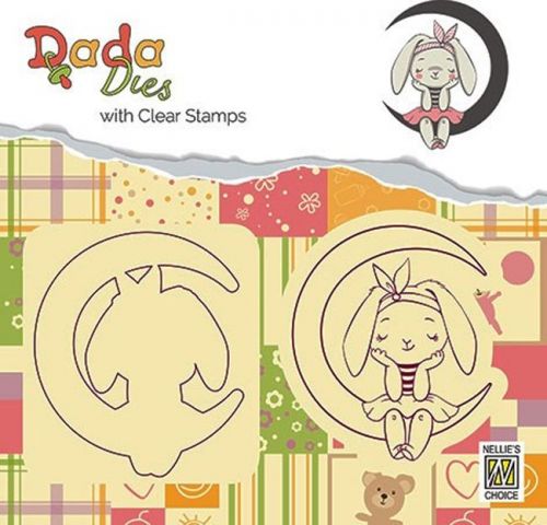 Clear Stempel und Die-cut Stencil - DADA - Bunny on Moon
