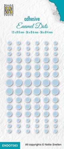 Adhesive Enamel Dots - Baby Blue -12x Ø 8mm, 36x Ø 6mm, 36X Ø 4mm 