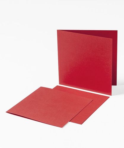 Luxe Vierkante Kaarten - Linnen - Rood